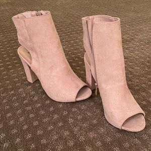 Peep toe high heel booties